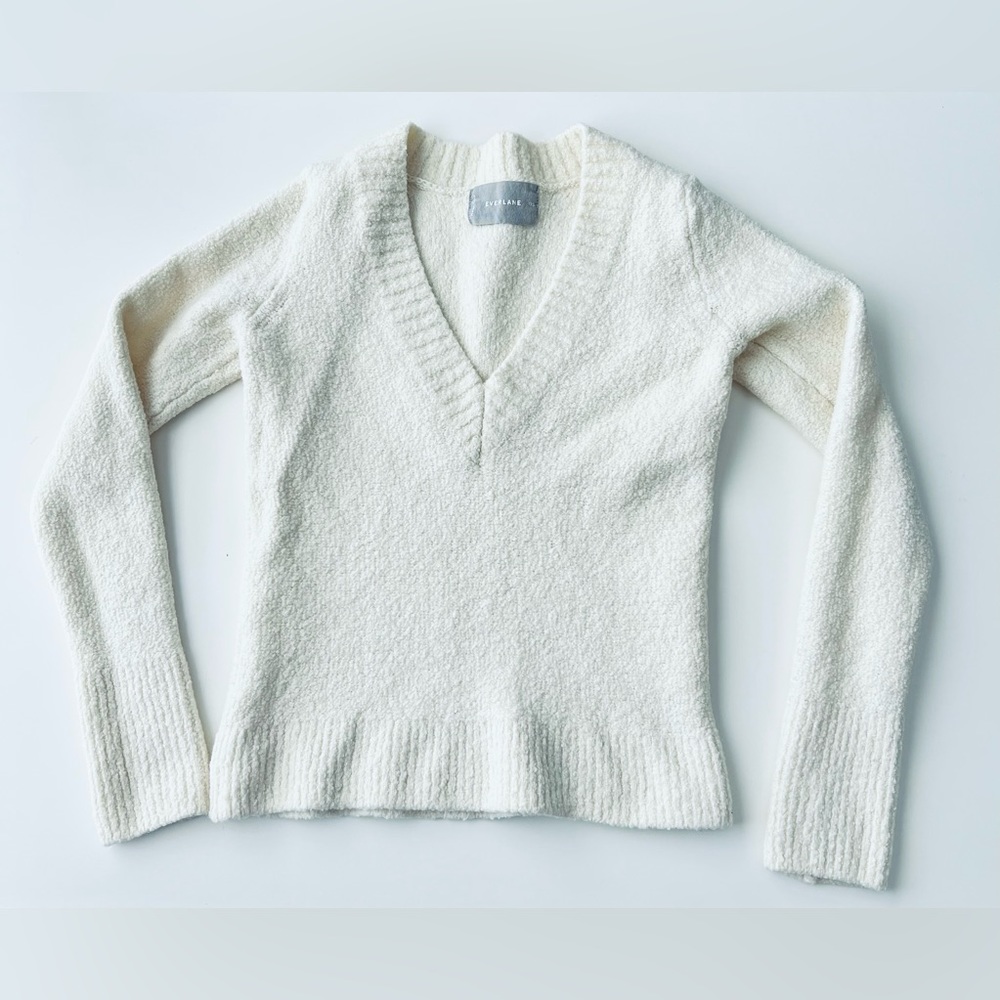 Everlane The Teddy Wool Blend V-neck Sweater Ivory